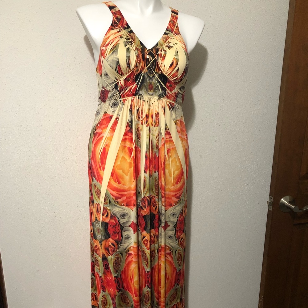 Rose pattern maxi dress